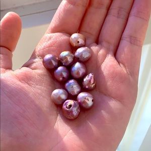 Beautiful Baroque purple pearl drilled 11 pieces